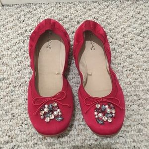 Zara Girls Pink Blush Jeweled Ballet Flats in 38